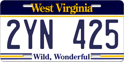 WV license plate 2YN425