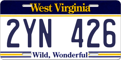 WV license plate 2YN426