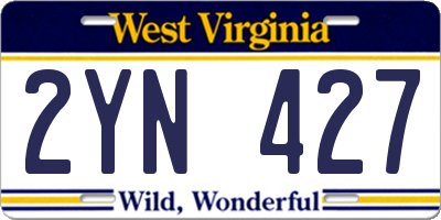WV license plate 2YN427