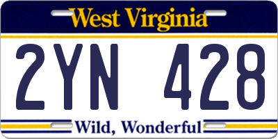 WV license plate 2YN428