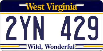 WV license plate 2YN429