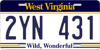 WV license plate 2YN431