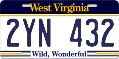 WV license plate 2YN432