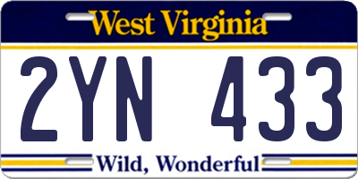 WV license plate 2YN433