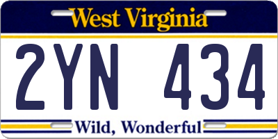 WV license plate 2YN434