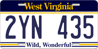 WV license plate 2YN435