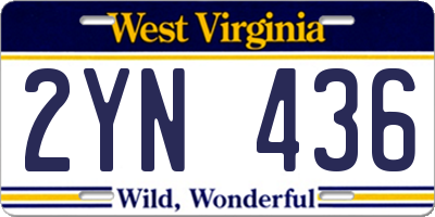 WV license plate 2YN436