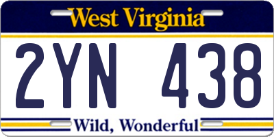WV license plate 2YN438