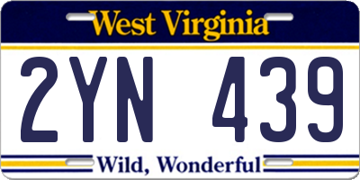 WV license plate 2YN439