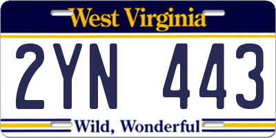 WV license plate 2YN443