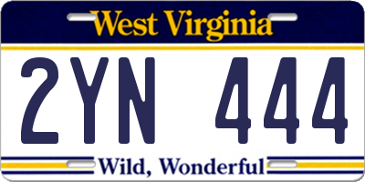 WV license plate 2YN444