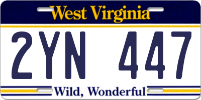 WV license plate 2YN447