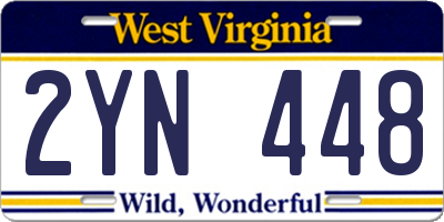 WV license plate 2YN448