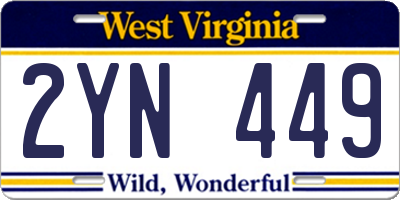 WV license plate 2YN449