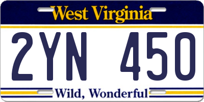 WV license plate 2YN450