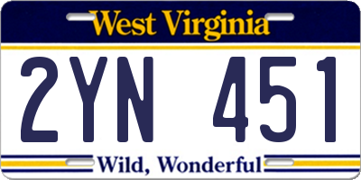 WV license plate 2YN451