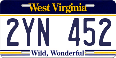 WV license plate 2YN452