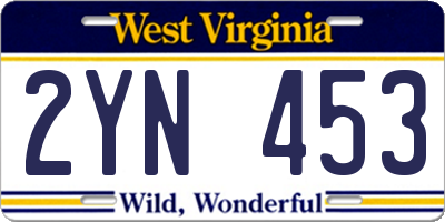 WV license plate 2YN453