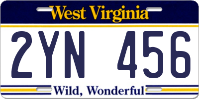 WV license plate 2YN456