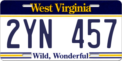 WV license plate 2YN457