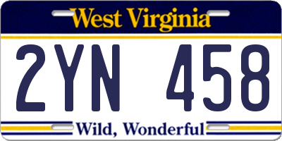 WV license plate 2YN458