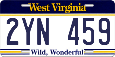 WV license plate 2YN459