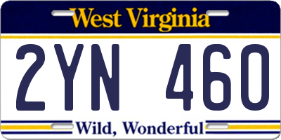 WV license plate 2YN460