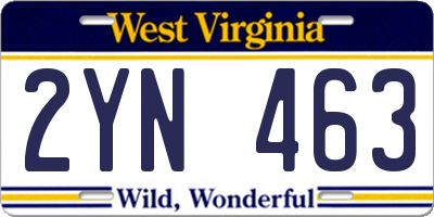 WV license plate 2YN463