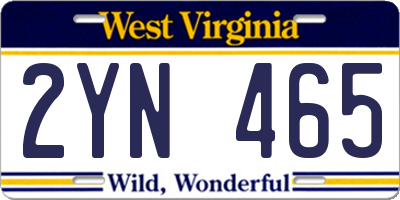 WV license plate 2YN465