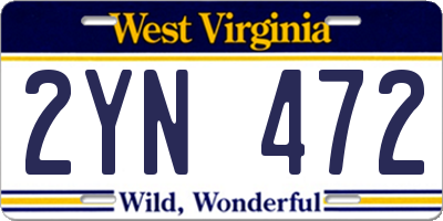 WV license plate 2YN472
