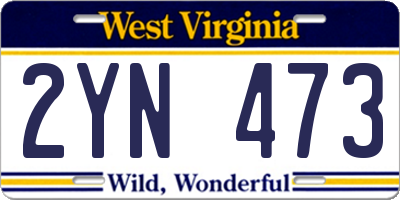 WV license plate 2YN473
