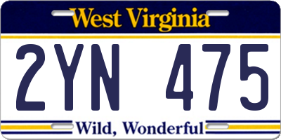 WV license plate 2YN475