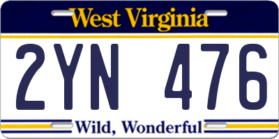 WV license plate 2YN476