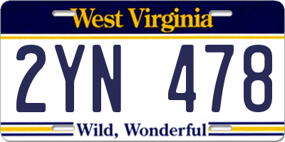 WV license plate 2YN478