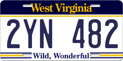 WV license plate 2YN482