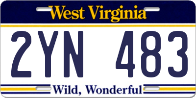 WV license plate 2YN483
