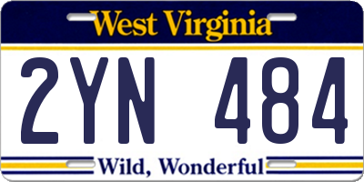 WV license plate 2YN484