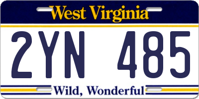 WV license plate 2YN485