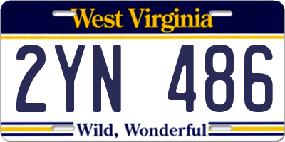 WV license plate 2YN486