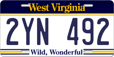 WV license plate 2YN492