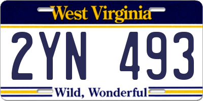 WV license plate 2YN493