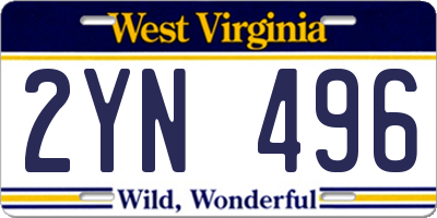 WV license plate 2YN496