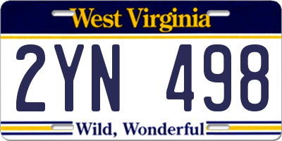 WV license plate 2YN498