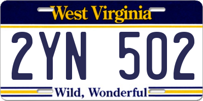 WV license plate 2YN502