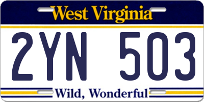 WV license plate 2YN503