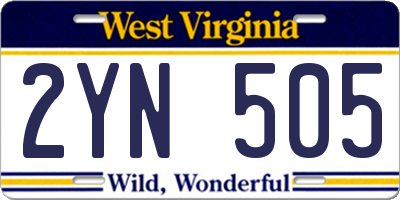 WV license plate 2YN505