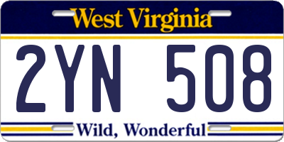 WV license plate 2YN508