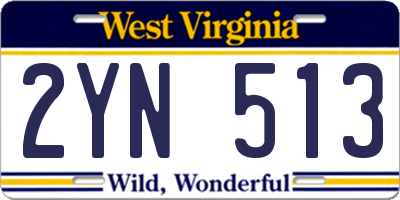 WV license plate 2YN513