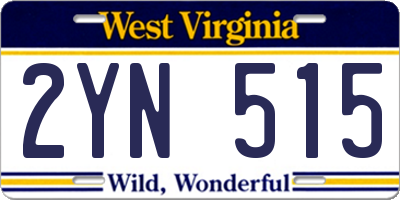 WV license plate 2YN515