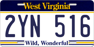 WV license plate 2YN516